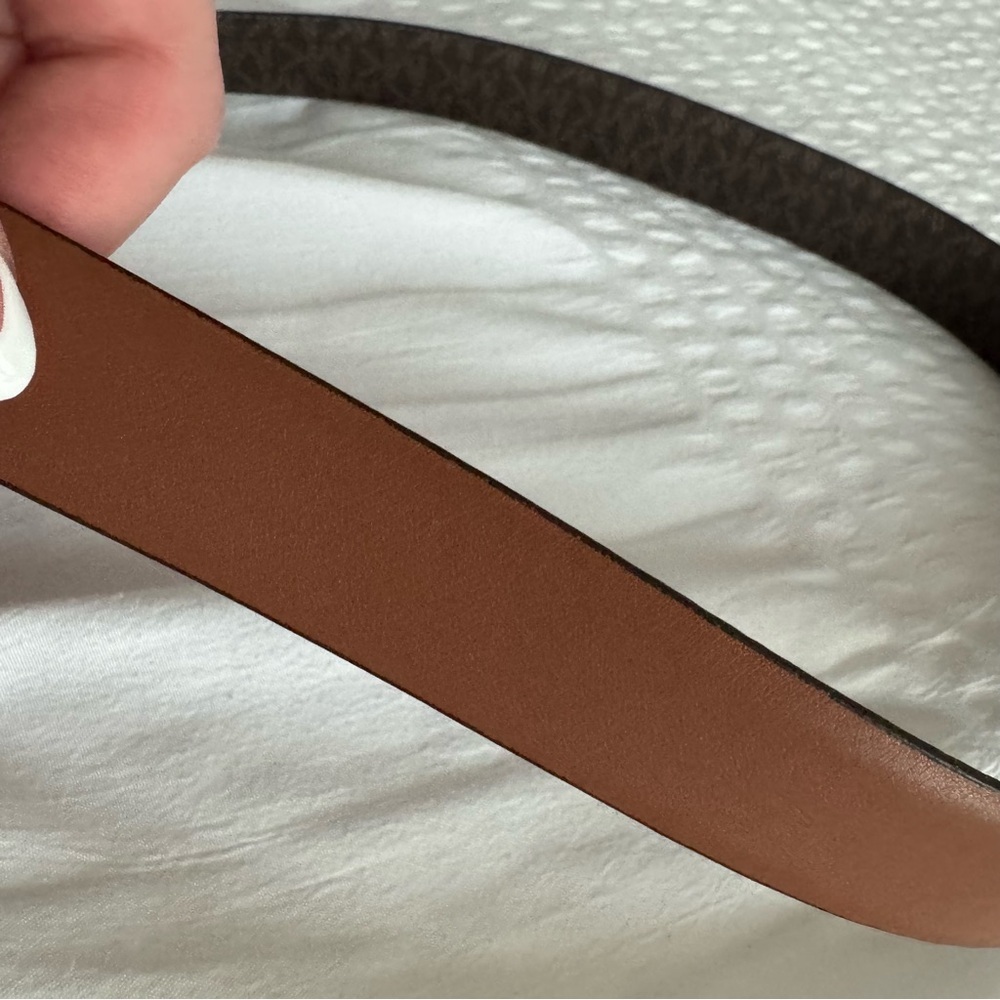 Michael Kors Dark Brown Reversible Belt with Gold MK Buckle - Picture 5 of 8